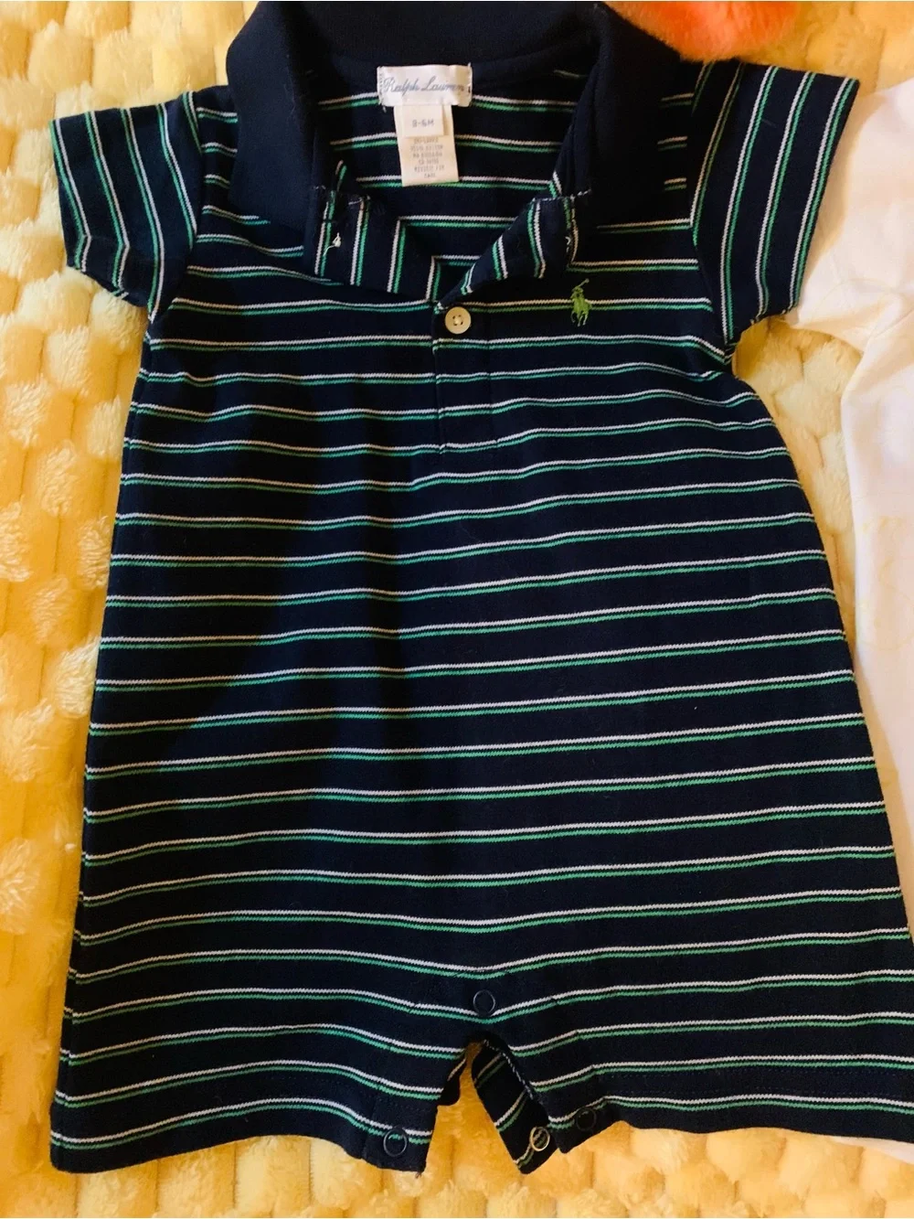 Baby Boy Summer Sets Tommy Hilfiger 6-9M Yellow & Ralph Lauren Navy Striped 3-6M